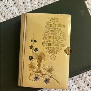 Vintage Ivory Religious Catholic Book with Gold Detailing